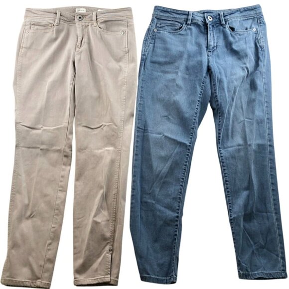 J.Jill Denim Womens Jeans Size 4 Lot Of Two Authentic Fit Slim Ankle Blue Bleige - Picture 1 of 16